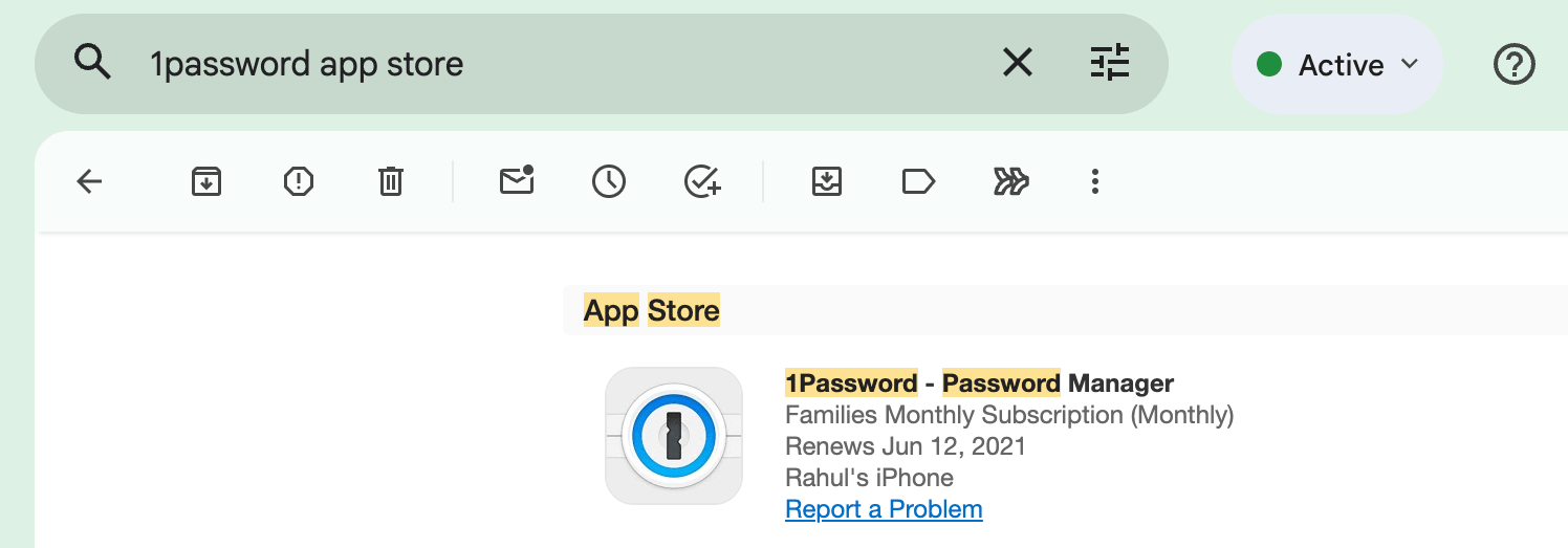 1Password subscription email app store
