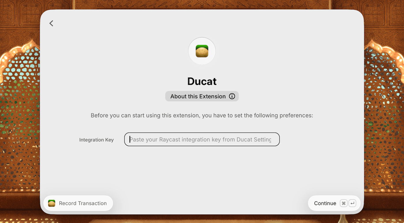 Adding integration key