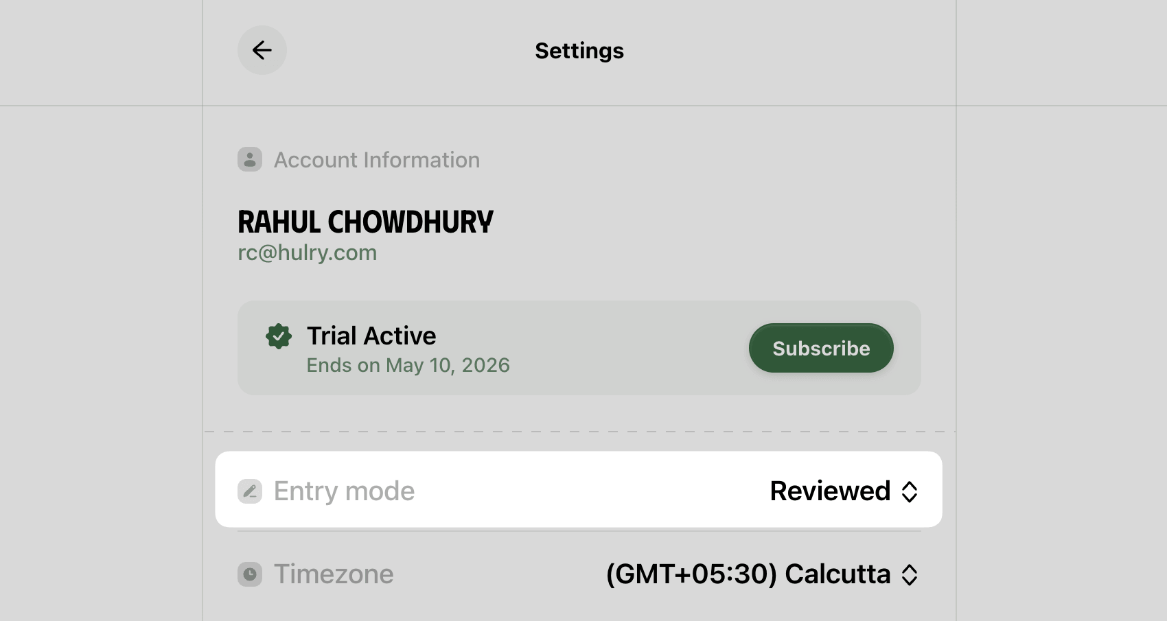 Change transaction entry mode setting
