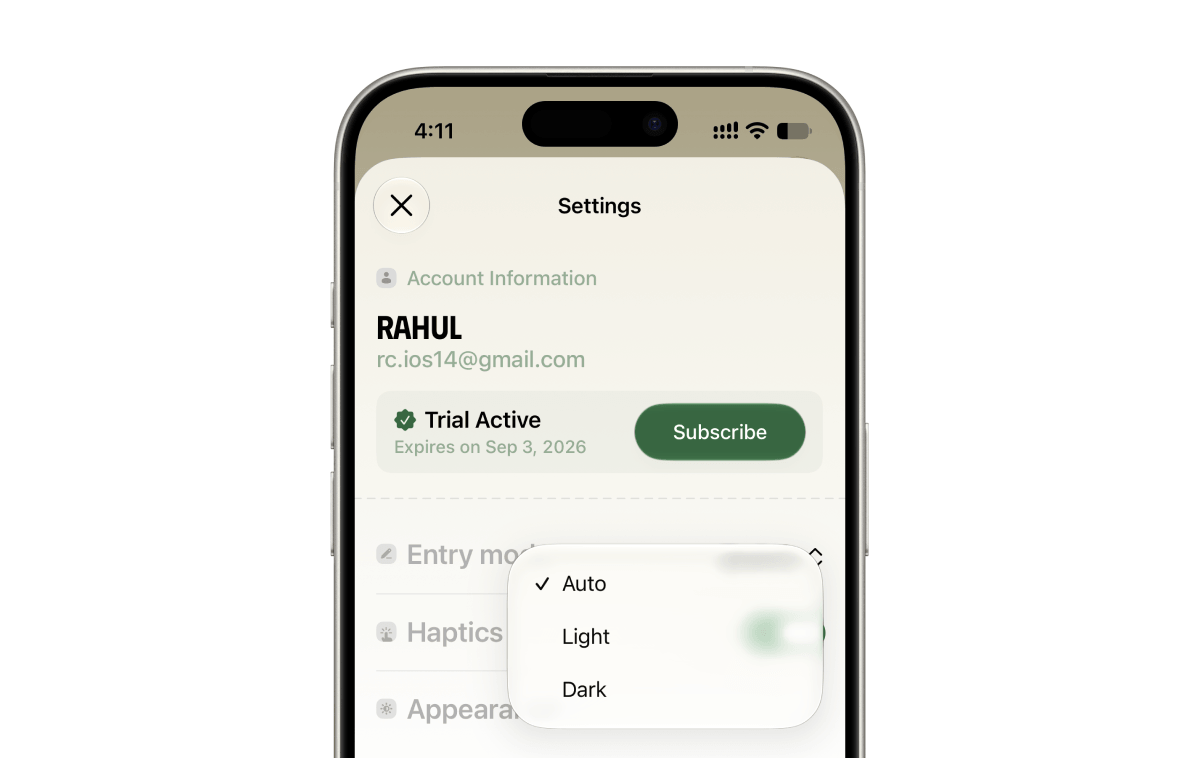 Choose appearance iOS