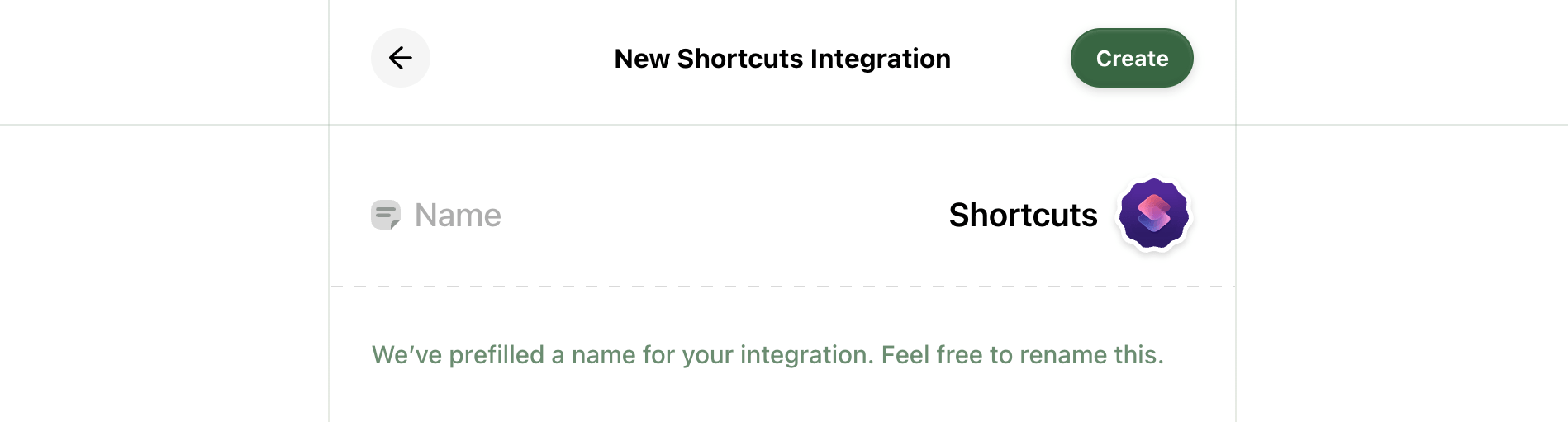 Create Shortcuts integration