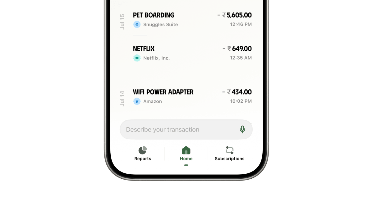 Daily spending log in the Ducat iOS app