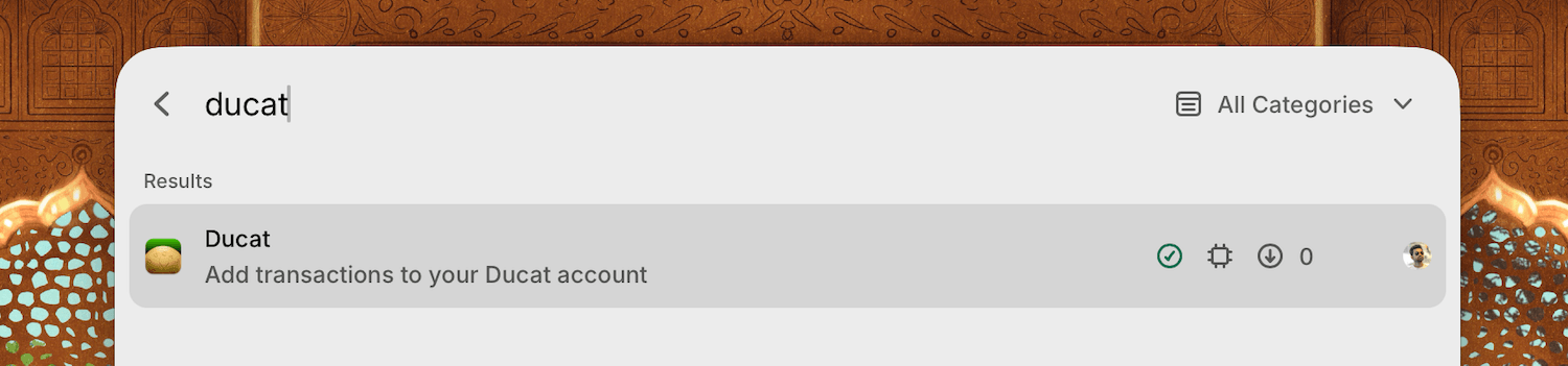 Ducat Raycast extension in store