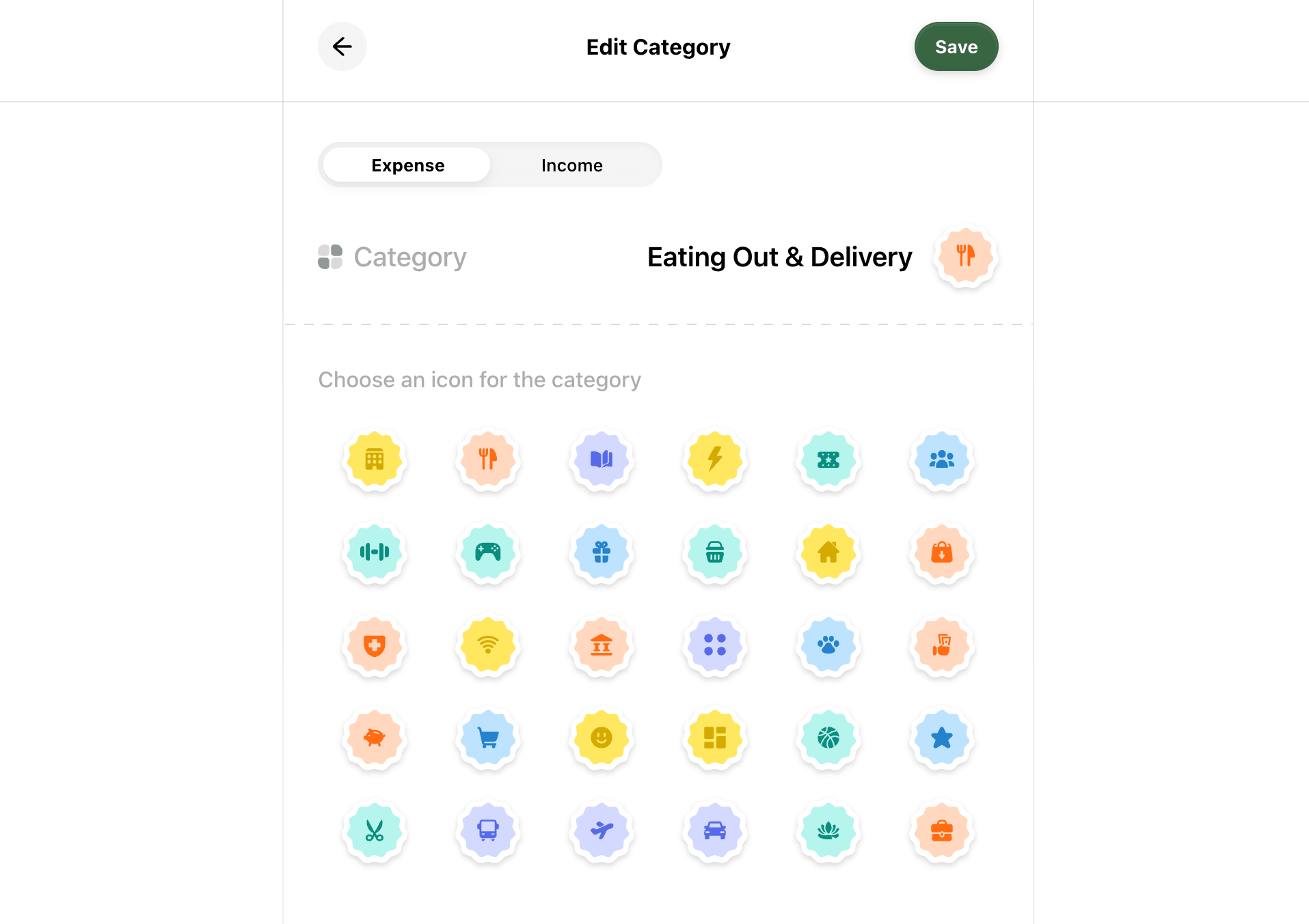 Edit existing category
