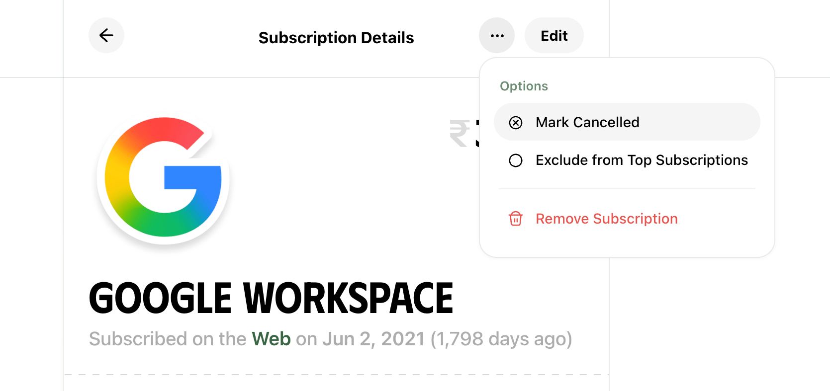 Mark subscription as cancelled