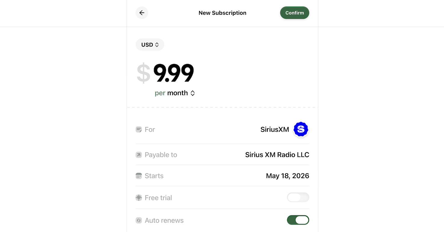 Set subscription details